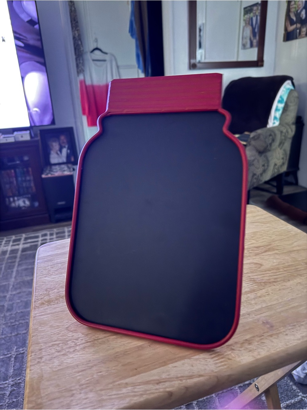 Ashland chalkboard stand in shape of jar.